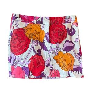Moda International Floral Mini Skirt Size 6‎ Retro Mod Cotton Dopamine Dressing